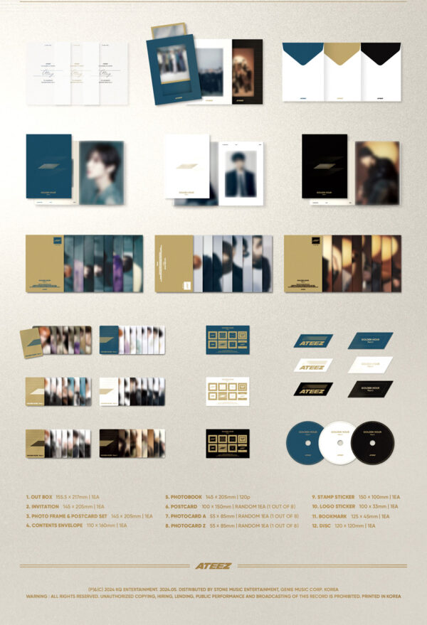 ATEEZ - 10th Mini Album [GOLDEN HOUR : Part.1] (BLUE HOUR Ver. Diary Ver. Golden hour ver. ) Kaeguli KPOP Shop Albums and Merchandise