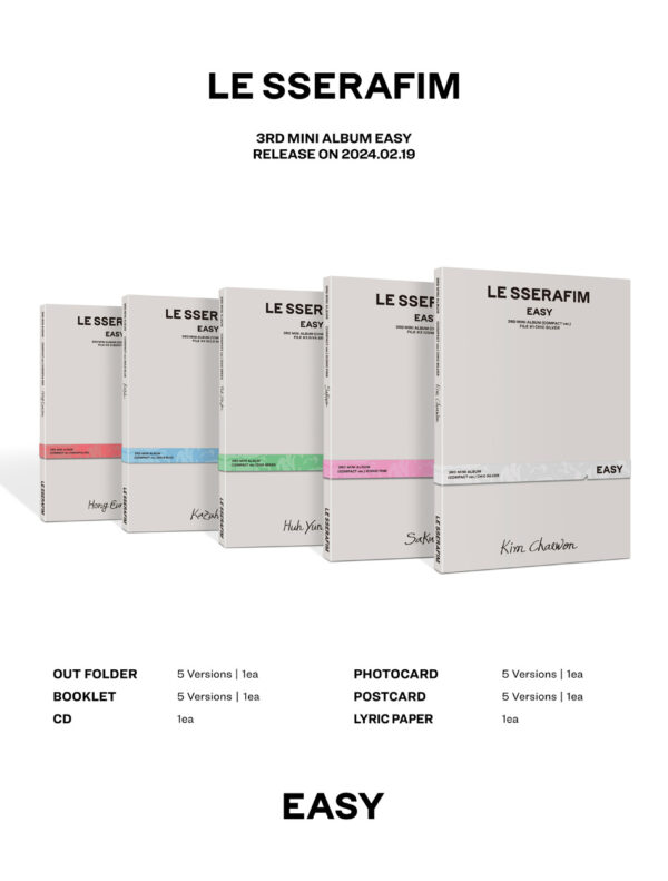 LE SSERAFIM - 3rd Mini Album [EASY] (COMPACT Ver.) (Huh Yunjin Ver. , kazuha ver. ) Kaeguli KPOP Shop Albums and Merchandise