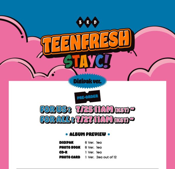 STAYC - The 3rd Mini Album [TEENFRESH] (Digipak Ver.) (Random Ver.) Kaeguli KPOP Shop Albums and Merchandise