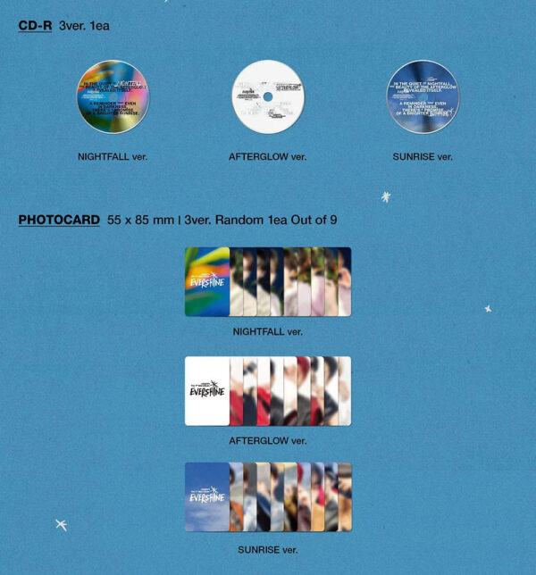 CRAVITY - THE 7TH MINI ALBUM [EVERSHINE] NIGHTFALL Ver. Sunrise Version afterglow version kaeguli kpop shop albums and merchandise
