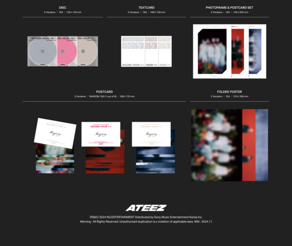 ATEEZ - 11th Mini Album [GOLDEN HOUR : Part.2] (POCA Ver.) (to version diary for ) kaeguli kpop shop albums and merchandise