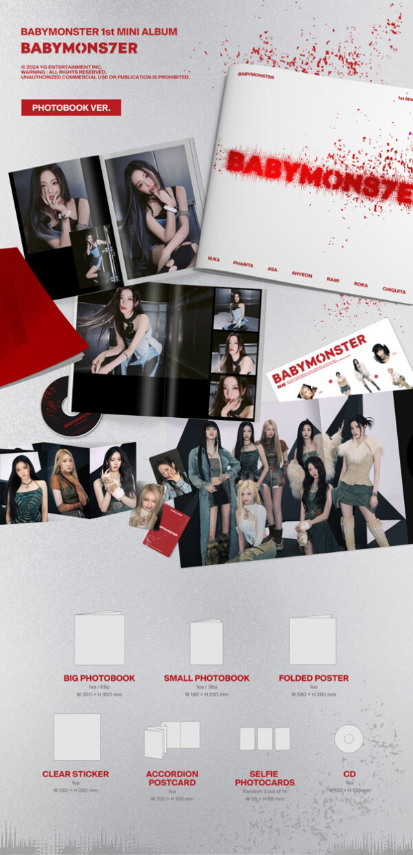 BABYMONSTER 1ST MINI ALBUM [BABYMONS7ER] PHOTOBOOK VER. Kaeguli kpop shop albums and merchandise