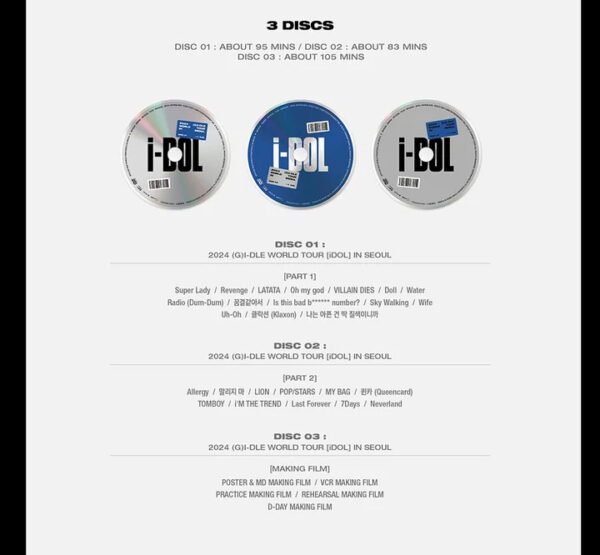 (G)I-DLE - 2024 (G)I-DLE WORLD TOUR [iDOL] IN SEOUL DVD kaeguli kpop shop albums and merchandise