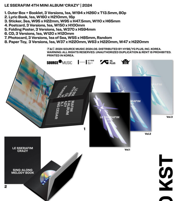 SSERAFIM - 4TH MINI ALBUM [CRAZY] (VOL. 3 ODD FAIRY FLOSS) ( vol. 2 heathers rock ) ( vol 3 thurndering cedar ) kaeguli kpop shop albums and merchandise