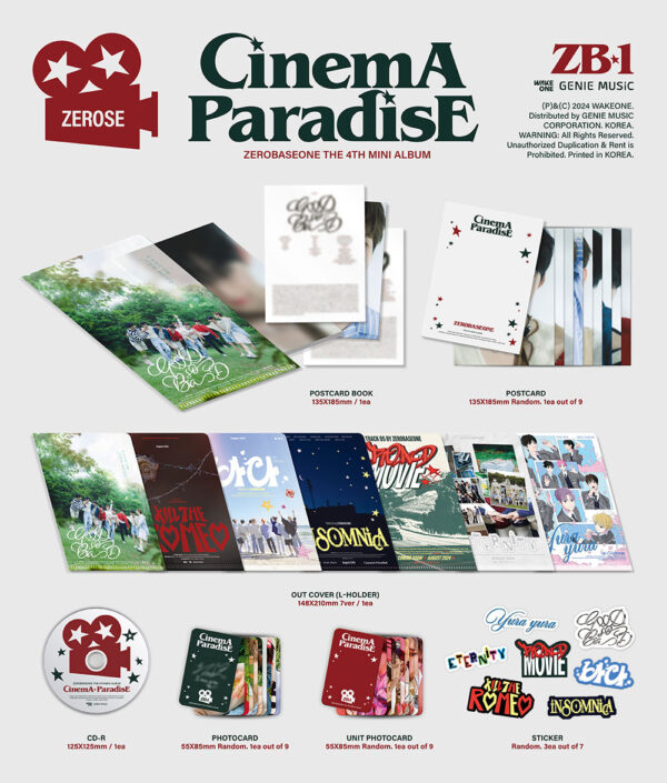 ZEROBASEONE - 4TH MINI ALBUM [CINEMA PARADISE] (ZEROSE Ver.) (INSOMNIA ver.) (eternity ver.) good so bad ver.) (kill the romeo ver.) kaeguli kpop shop albums and merchandise