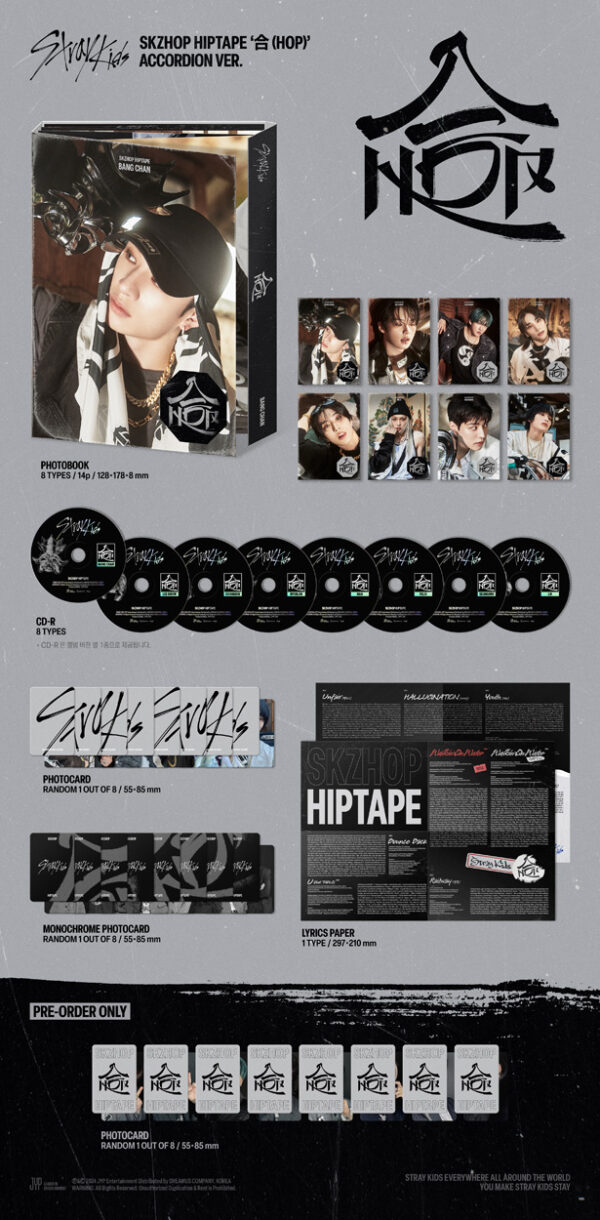 Stray Kids - SKZHOP HIPTAPE (HOP) (ACCORDION VER.) hyunjin felix bang dhan lee know han i.n seungmin changbin kaeguli kpop shop albums and merchandise