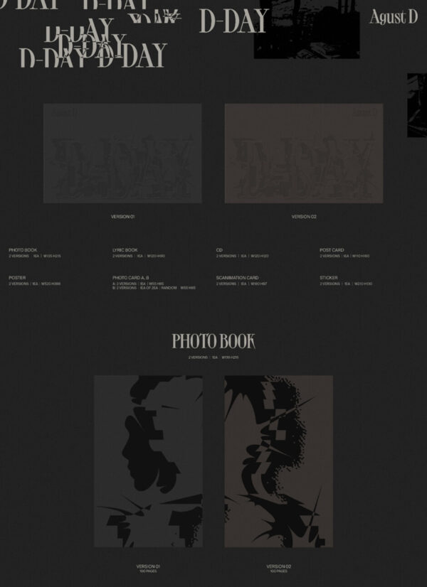 SUGA (BTS) - 1st Solo Album [D-DAY] (1 black ) kaeguli kpop shop albums and merchandise
