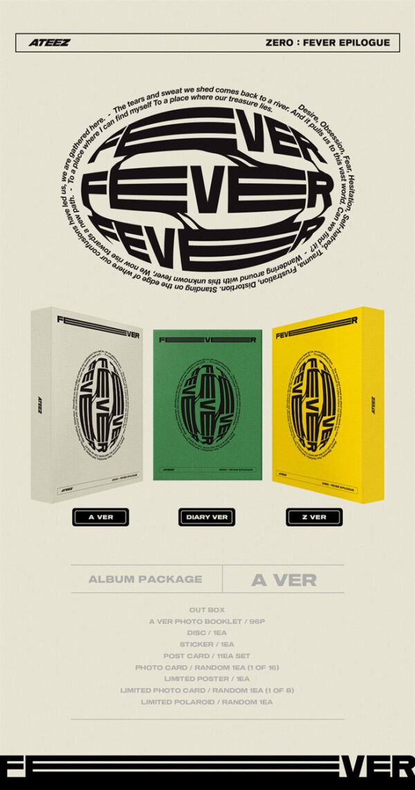 ATEEZ - REPACKAGE EP [ZERO : FEVER EPILOGUE] (3 TYPE Random) kaeguli kpop shop albums and merchandise