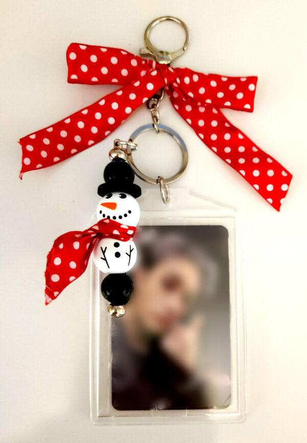 Snowman photo card keychain ornament DIY kit for KPOP photo cards
