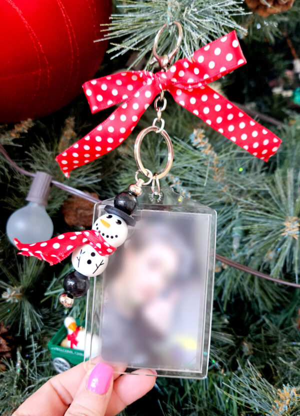 Snowman photo card keychain ornament DIY kit for KPOP photo cards