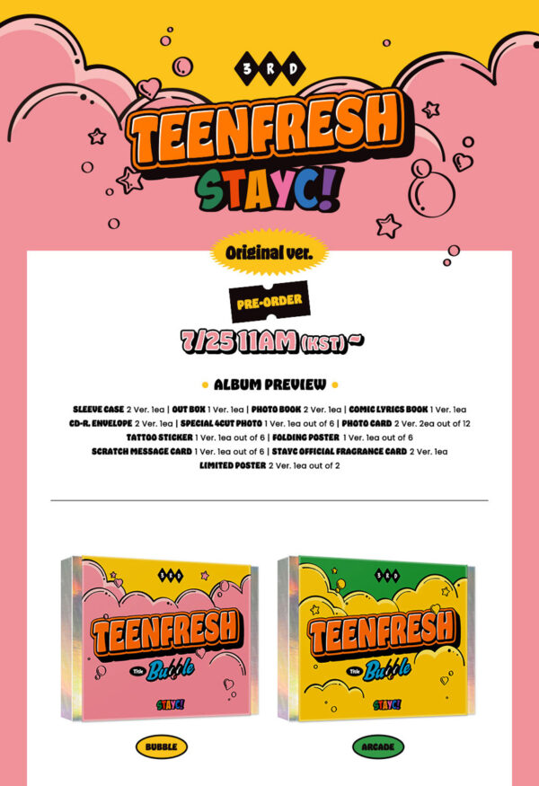 STAYC - The 3rd Mini Album [TEENFRESH] (BUBBLE Ver.) arcade version kaeguli kpop shop albums and merchandise