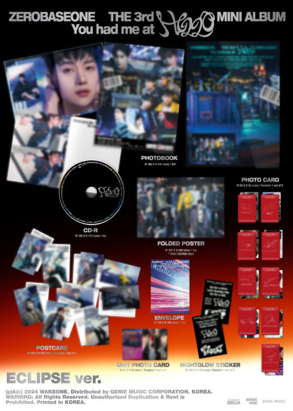 ZEROBASEONE – 3RD MINI ALBUM [You had me at HELLO] (ECLIPSE Ver.) sunshower kaeguli kpop shop albums and merchandise