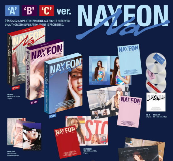 NAYEON (TWICE) - 2ND MINI ALBUM : NA (c (red)) (b (purple)) (a (blue)) kaeguli kpop shop albums and merchandise