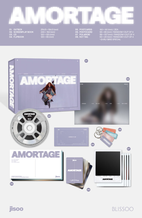 JISOO (BLACKPINK) - mini album [AMORTAGE] EXCLUSIVE EDITION 2 (BLACK) (Purple) kaeguli kpop shop albums and merchandise