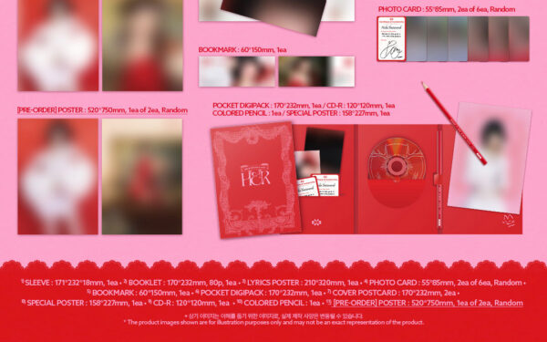 Minnie ((G)I-DLE) - 1st mini album [HER] (2035C(RED)) (6050c(pink)) kaeguli kpop shop albums and merchandise