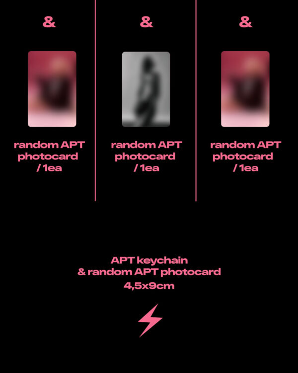 ROSE (BLACKPINK) - OFFICIAL MD [ROSIE] APT KEYCHAIN (PINK LIGHTNING Ver.) pink heart er. Black lightning ver. kaeguli kpop shop albums and merchandise