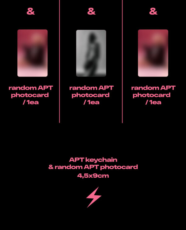 ROSE (BLACKPINK) - OFFICIAL MD [ROSIE] APT KEYCHAIN (PINK LIGHTNING Ver.) pink heart er. Black lightning ver. kaeguli kpop shop albums and merchandise