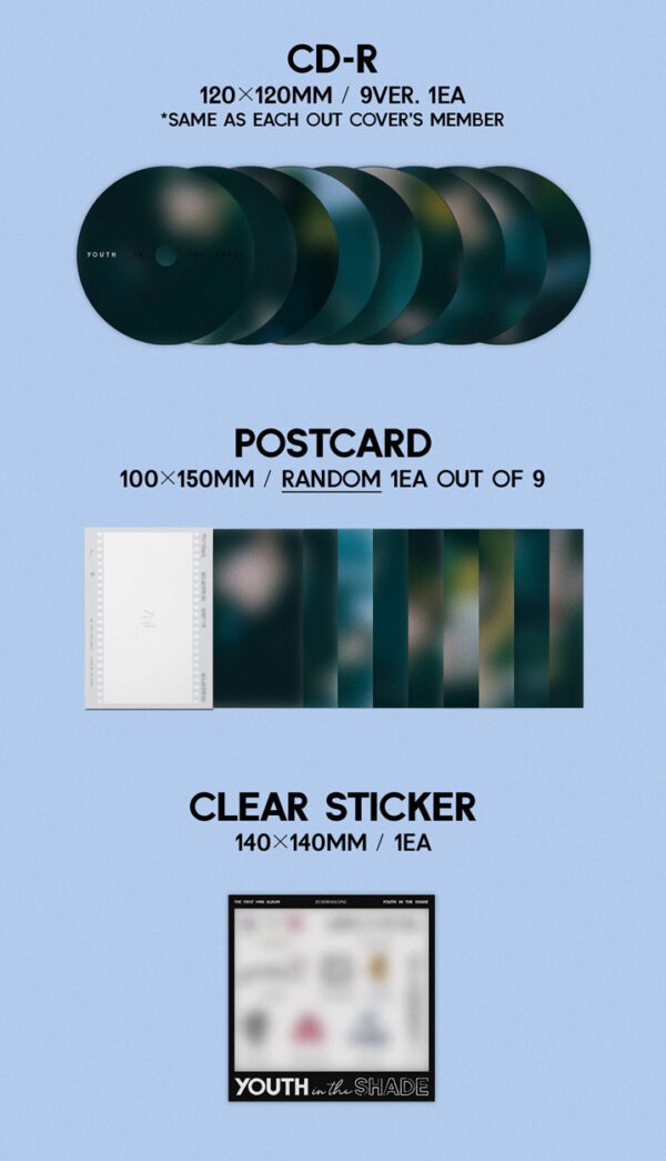 ZEROBASEONE - YOUTH IN THE SHADE (1ST MINI ALBUM) [DIGIPACK VER.] sng hanbin kim ji woong zhang hao seok matthew kim ttae rae ricky ki gyu vin park gun wook han yu jin kaeguli kpop shop albums and merchandise