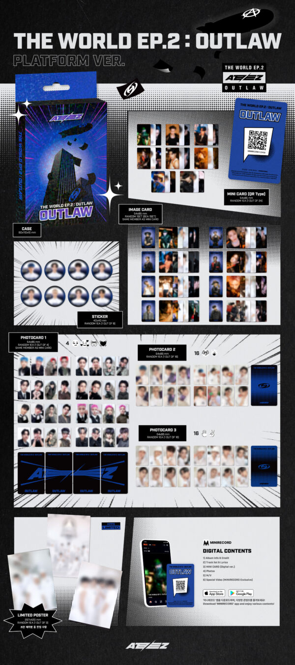 ATEEZ - [THE WORLD EP.2 OUTLAW] Z VERSION (Diary Version) (A Version) kaegui kpop shop albums and merchandise