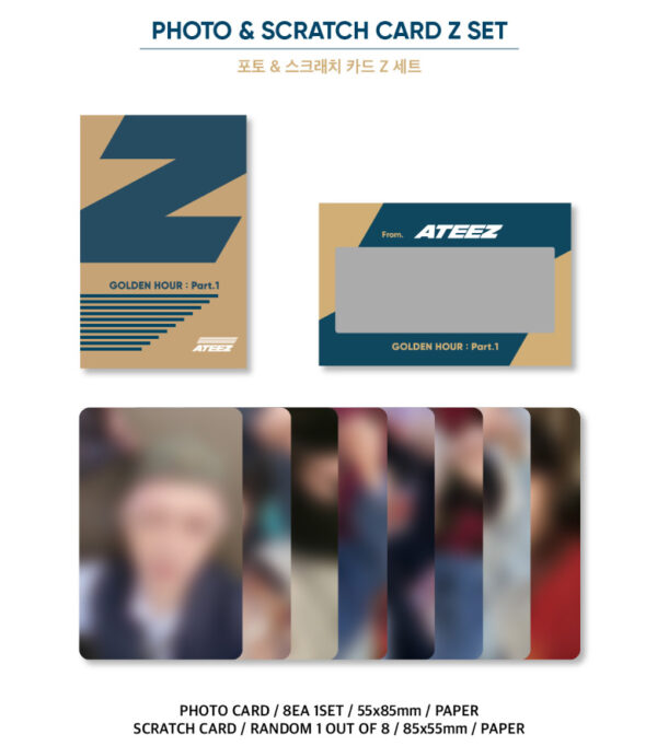 ATEEZ - OFFICIAL MD [GOLDEN HOUR : Part.1] (PHOTO & SCRATCH CARD Z SET)