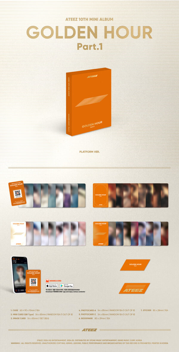 ATEEZ - 10TH MINI ALBUM [GOLDEN HOUR : Part.1] (Platform Ver.) kaeguli kpop album and merchandise