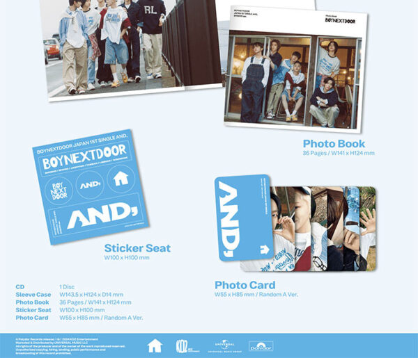 BOYNEXTDOOR - JAPAN 1ST SINGLE ALBUM [AND,] LIMITED A kaeguli kpop shop albums and merchandise