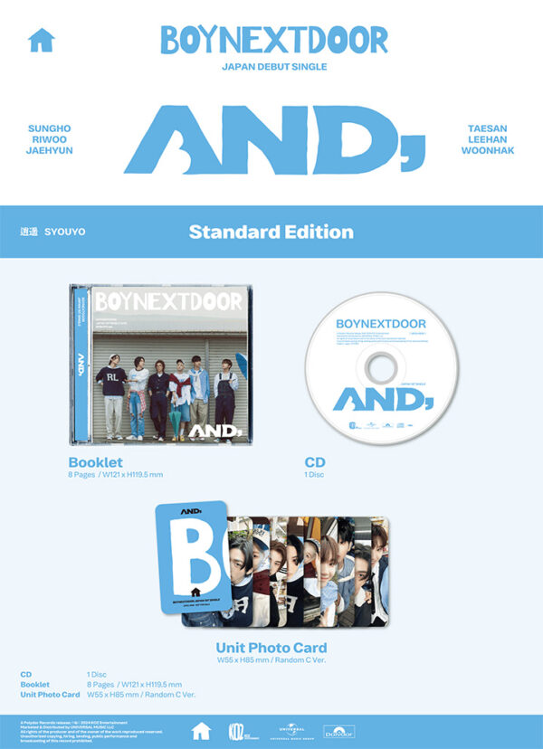 BOYNEXTDOOR - JAPAN 1ST SINGLE ALBUM [AND,] STANDARD kaeguli kpop shop albums and merchandise
