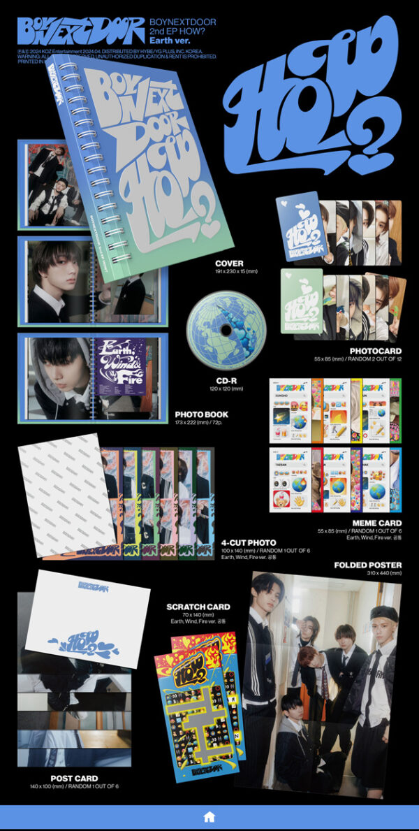 BOYNEXTDOOR - 2nd EP [HOW?] (FIRE Ver.) (earth) (wind) kaeguli kpop shop albums and merchandise