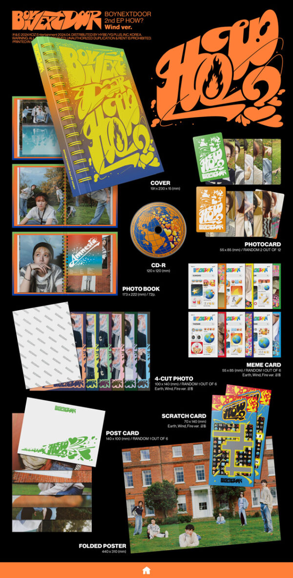 BOYNEXTDOOR - 2nd EP [HOW?] (FIRE Ver.) (earth) (wind) kaeguli kpop shop albums and merchandise