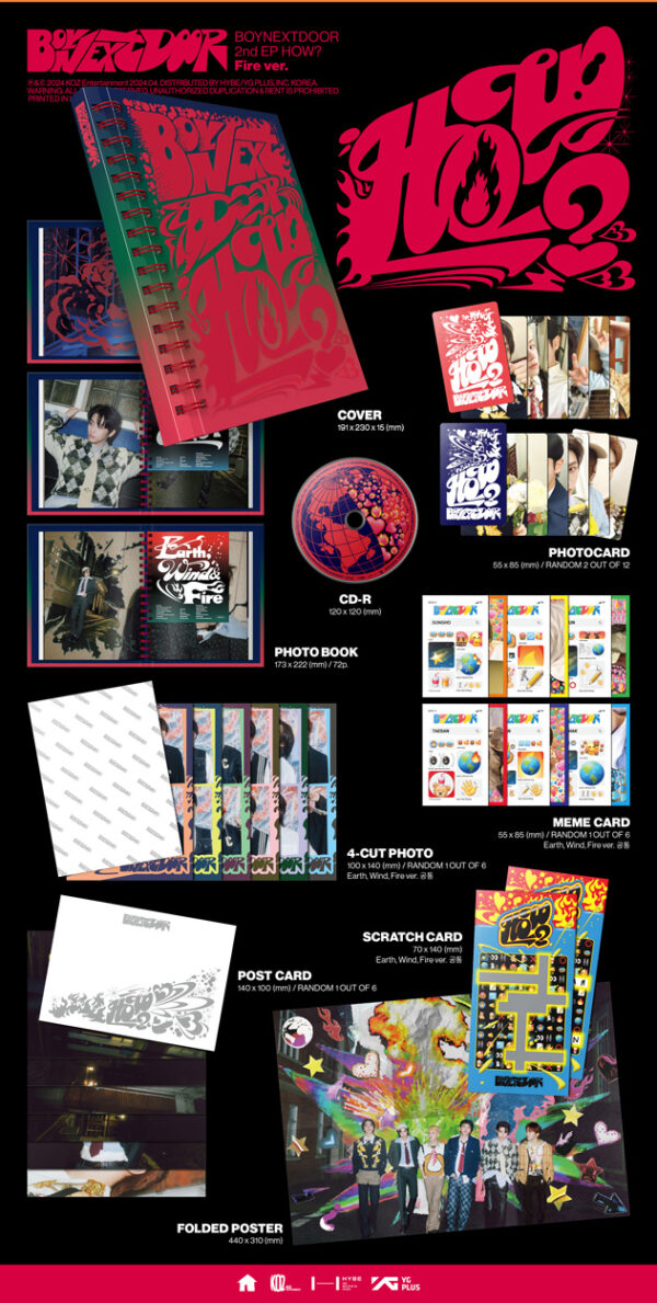 BOYNEXTDOOR - 2nd EP [HOW?] (FIRE Ver.) (earth) (wind) kaeguli kpop shop albums and merchandise