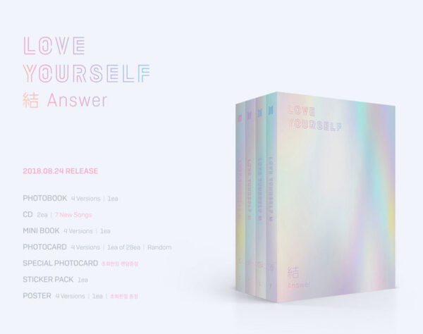 BTS - 3RD ALBUM REPACKAGE [LOVE YOURSELF 結 'Answer'] (F Ver.) (s ver.) (e ver.) (l ver.) kaeguli kpop album and merchandise