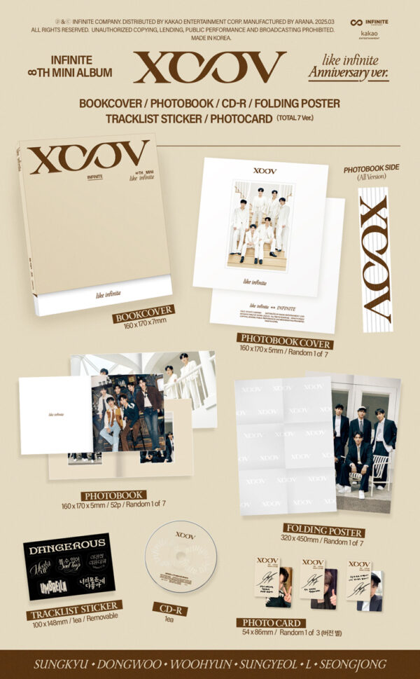 INFINITE - 8th mini album [LIKE INFINITE] Anniversary ver. 7 TYPES Random (sunggyu) (dongwoo) (woohyun) (sungyeol) (l) (sungjong) (group) kaeguli kpop shop albums and merchandise