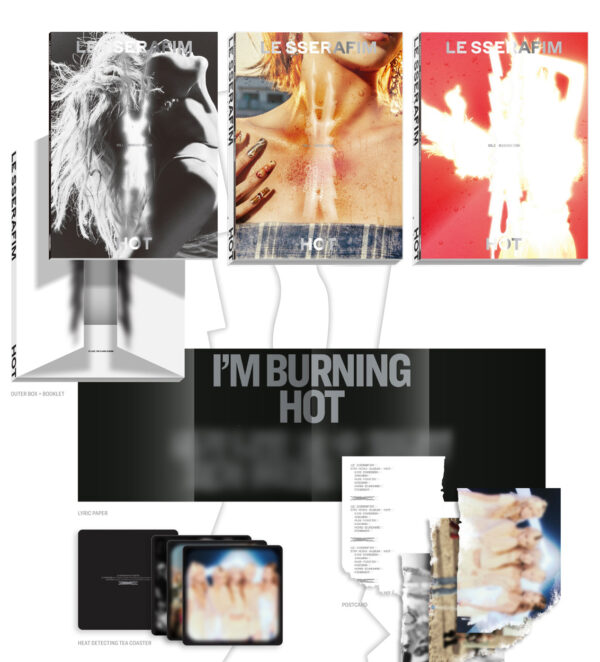 LE SSERAFIM - 5th mini album 'HOT' (vol.3 bleached aura) (vol.2 tanned guaiac) (vol.1 drenched vetiver) kaeguli kapop shop albums and merchandise