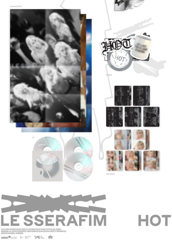 LE SSERAFIM - 5th mini album 'HOT' (vol.3 bleached aura) (vol.2 tanned guaiac) (vol.1 drenched vetiver) kaeguli kapop shop albums and merchandise