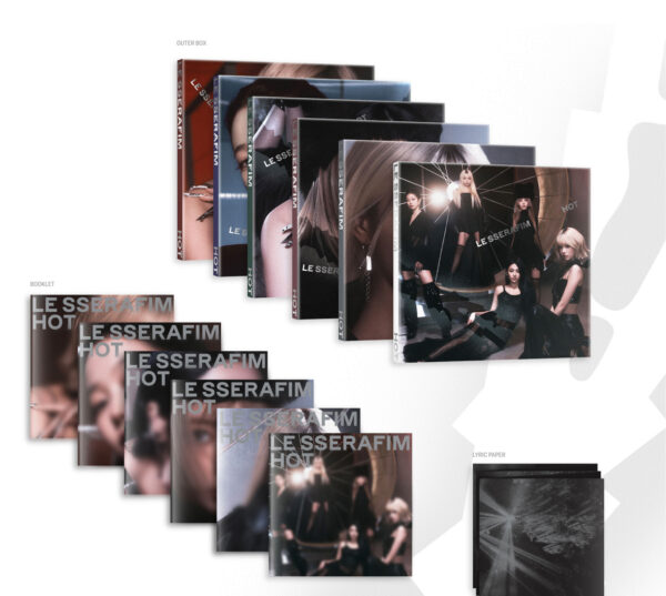 LE SSERAFIM - 5th mini album 'HOT' (COMPACT ver.) (group) (sakura) Kkim) (chaewon) (huhyunjin) (kazuha) ( hong) (eunchae) (blue shimmer) (silver gleam) (white dazzle) (green radiance) (pink ray) (red halo) kaeguli kapop shop albums and merchandise