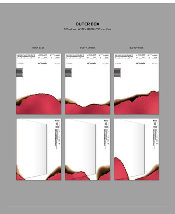 LE SSERAFIM - 1st Studio Album [UNFORGIVEN] (BLOODY ROSE Ver.) (dusty rose ver.) kaeguli kpop album and merchandise