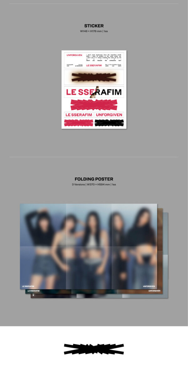 LE SSERAFIM - 1st Studio Album [UNFORGIVEN] (BLOODY ROSE Ver.) (dusty rose ver.) kaeguli kpop album and merchandise