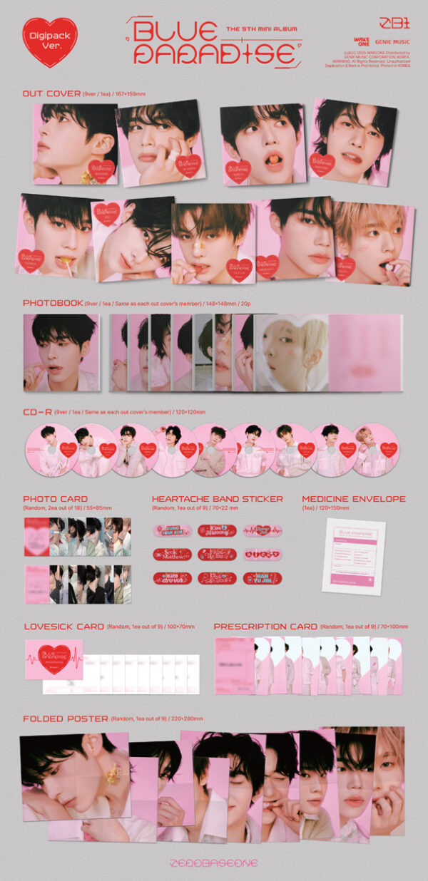 ZEROBASEONE - 5th mini album [BLUE PARADISE] Digipack Ver. (jiwoong) (zhang hao) (hangin) (matthew) (ricky) (taerae) (gyuvin) (funwook) (yujin) kaeguli kpop shop albums and merchandise