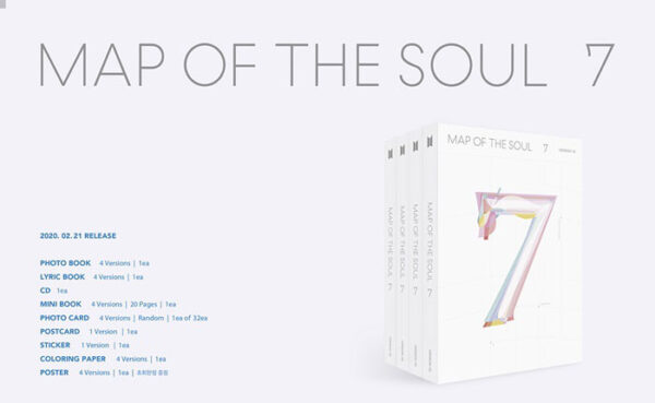 BTS - 4TH ALBUM [MAP OF THE SOUL : 7] (VERSION 4) (version 1) (version 2) (version 3) kaeguli kpop shop albums and merchandise