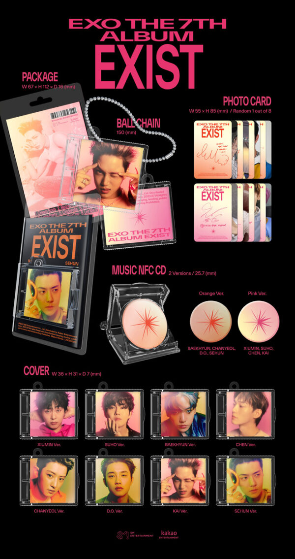 EXO - 7TH ALBUM [EXIST] (SMini Ver.) (SEHUN Ver.) (d.o ver.) (kai ver.) (baekhyun ver.) (suho ver.) (chanyeol ver.) (xiumin ver.) (chen ver.) kaeaguli kpop shop albums and merchandise