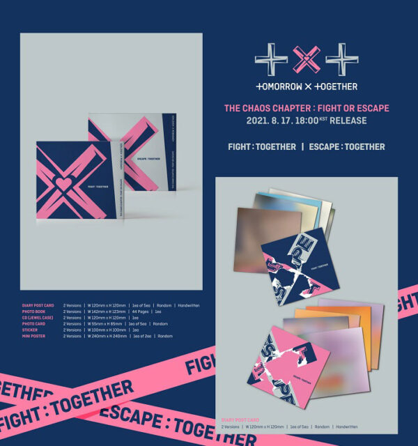 TXT - 2ND REPACKAGE ALBUM [THE CHAOS CHAPTER: FIGHT OR ESCAPE] (TOGETHER ver.) (Escape : Together Ver.) (fight : together ver.) kaeaguli kpopshop albums and merchandise
