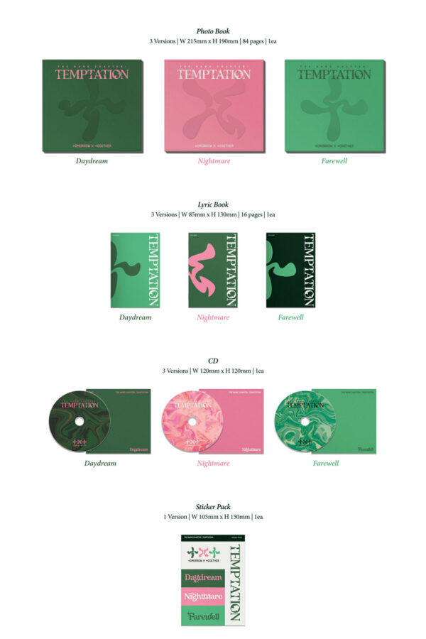 TOMORROW X TOGETHER (TXT) - THE NAME CHAPTER : TEMPTATION (DAYDREAM Ver.) (nightmare ver.) (farewell ver.) kaeaguli kpop shop albums and merchandise