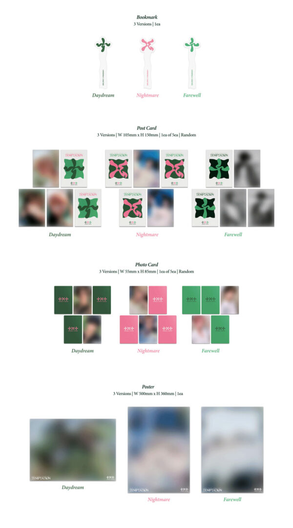 TOMORROW X TOGETHER (TXT) - THE NAME CHAPTER : TEMPTATION (DAYDREAM Ver.) (nightmare ver.) (farewell ver.) kaeaguli kpop shop albums and merchandise
