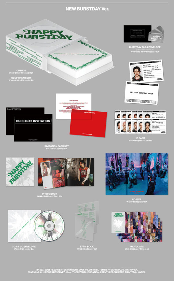 SEVENTEEN 5th Album ‘HAPPY BURSTDAY’ (new escape) (new myself) (new burstday) kaeguli kpop shop albums and merchandise