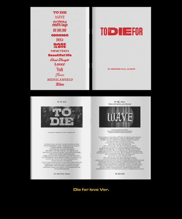 B.I - 2ND FULL ALBUM [TO DIE FOR] (2 TYPE Random) kaeguli kpop shop albums and merchandise