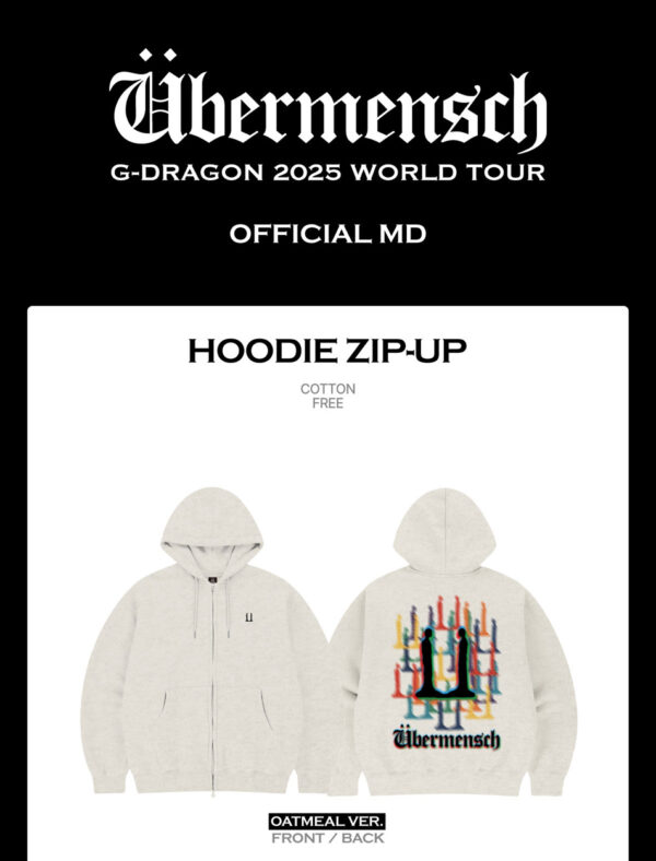 G-DRAGON - OFFICIAL MD [2025 WORLD TOUR IN KOREA] HOODIE ZIP-UP (OATMEAL VER.) (black ver.) kaeguli kpop shop albums and merchandise