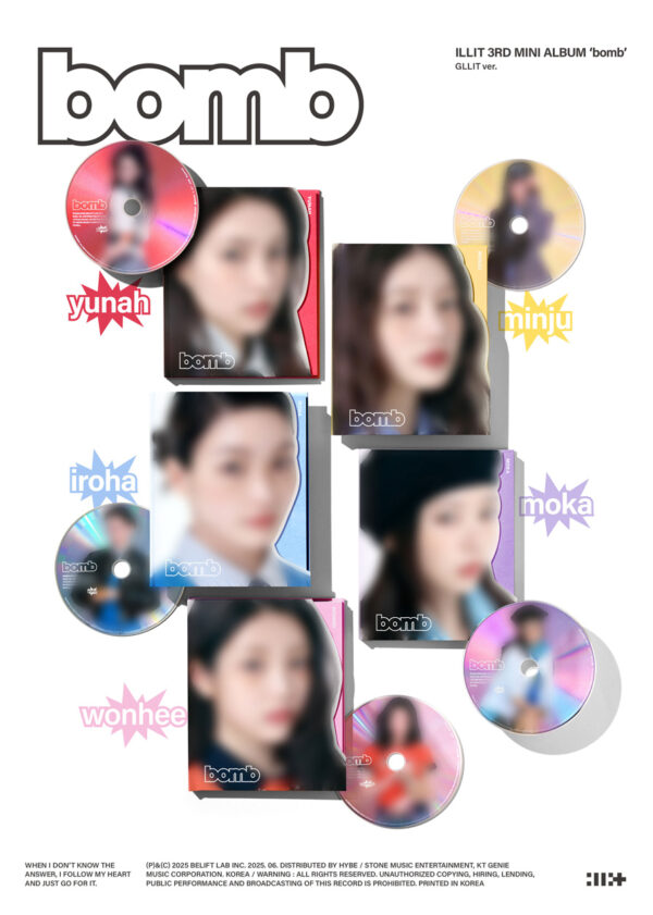 ILLIT - 3rd Mini Album [bomb] (GLLIT Version) (yunah) (minju) (moka) (wonhee) (iroha) kaeguli kpop shop albums and merchandise