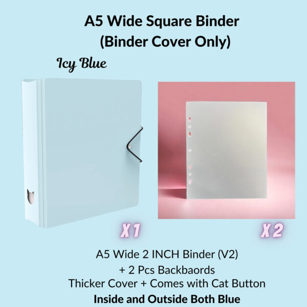 K-KEEP [A5 Wide] - [2 inch] - [Minimalist Series] - The Most Comprehensive and Largest A5 Binder Specially Designed for Kpop Collector - Icy Blue kaeguli kpop shop albums and merchandise