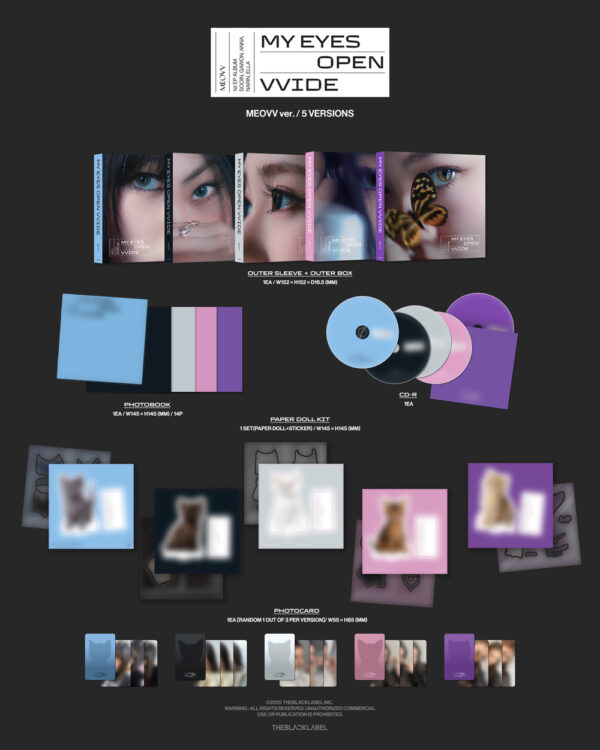 MEOVV - 1st EP ALBUM 'MY EYES OPEN VVIDE' (MEOVV ver.) (SOOIN ver.) (gawon) (anna) marin) (ella) kaeguli kpop albums and merchandise
