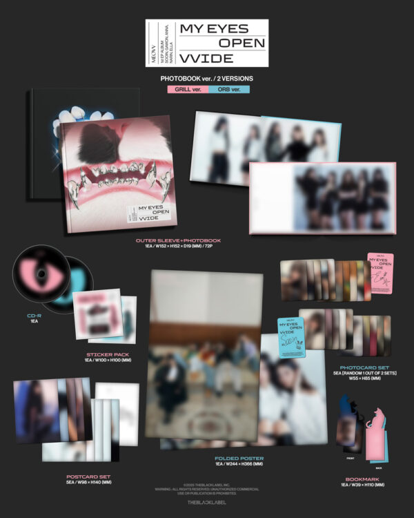 MEOVV - 1st EP ALBUM 'MY EYES OPEN VVIDE' (PHOTOBOOK ver.) (ORB Ver.) (grill ver.) kaeguli kpop albums and merchandise